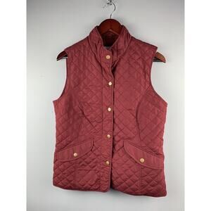 GH Bass Vest Womens Small Cabernet Red Quilted button front Classic